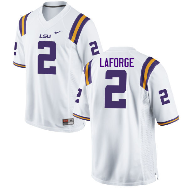 Men LSU Tigers #2 Trey LaForge College Football Jerseys Game-White - Click Image to Close
